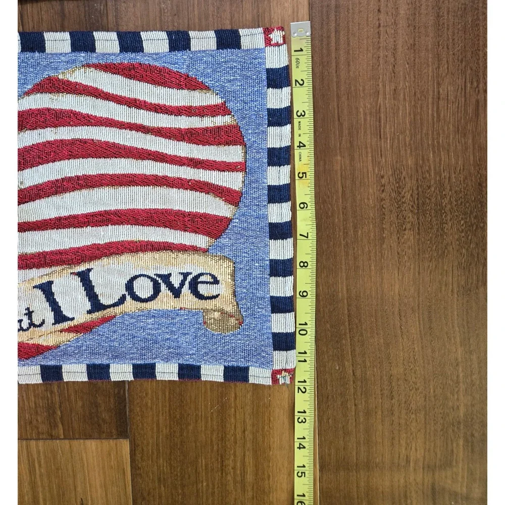 Vintage Americana Woven Tapestry Placemats Set of 2 Land That I Love Patriotic